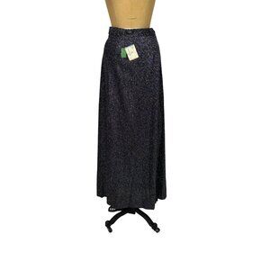 Vintage 70s Maxi Skirt Womens Extra Small Silver Metallic Lurex High Waist